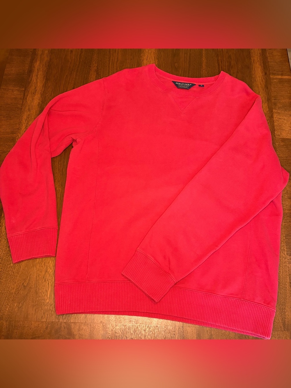 Vtg Polo Golf Ralph Lauren Mens L Knit Red Crewneck Pullover Sweater V Stitch